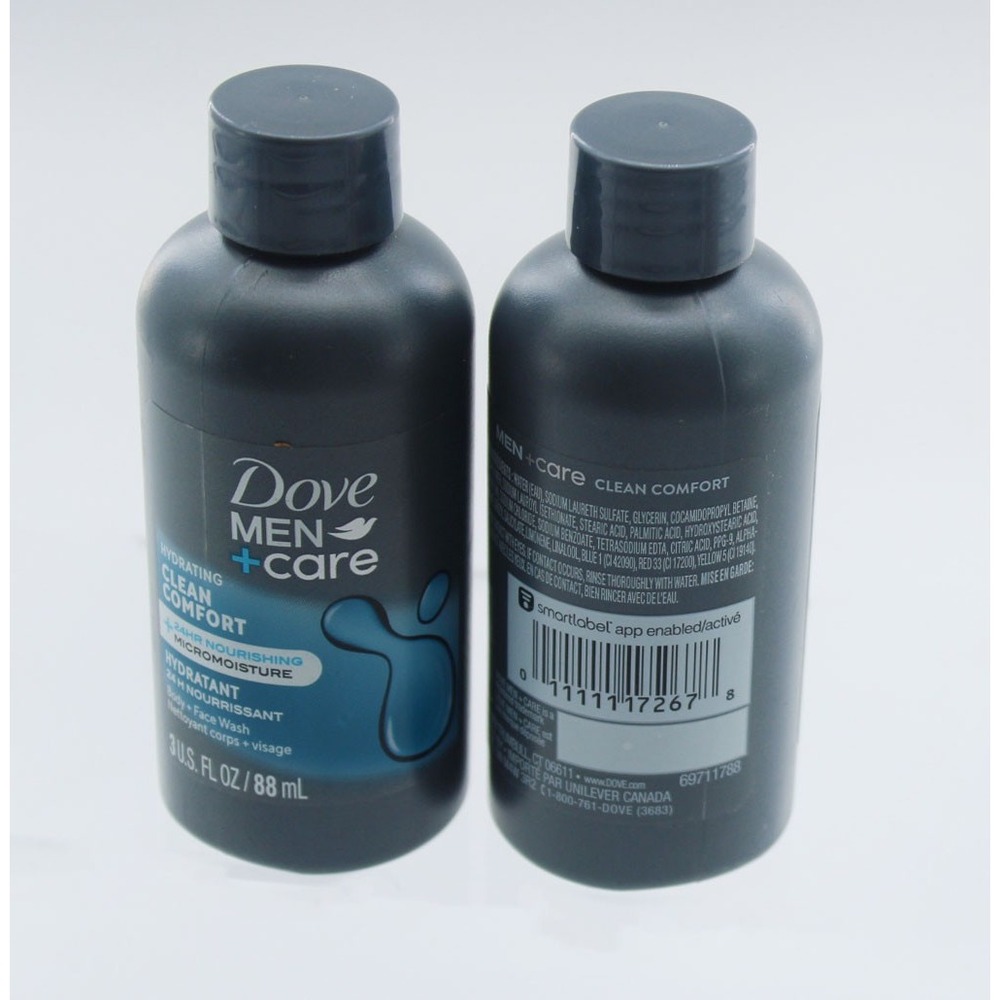 Dove Men+Care Clean Comfort Body Face Wash 3oz Travel Size Lot of 2